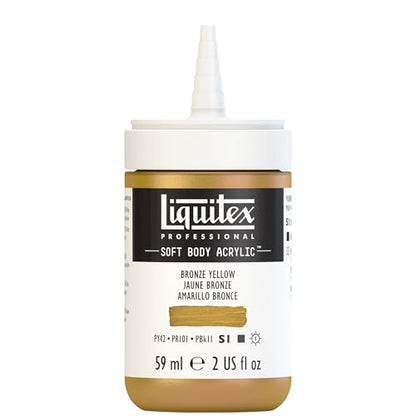 Liquitex Soft Body Acrylic Paint, 2-oz Bottle, Bronze Yellow | Low Viscosity, Highly Pigmented, Satin Finish, Retains Subtle Brush Strokes, Great Surface Coverage, Highly Versatile - color: Bronze Yellow, style: 2-oz Bottle