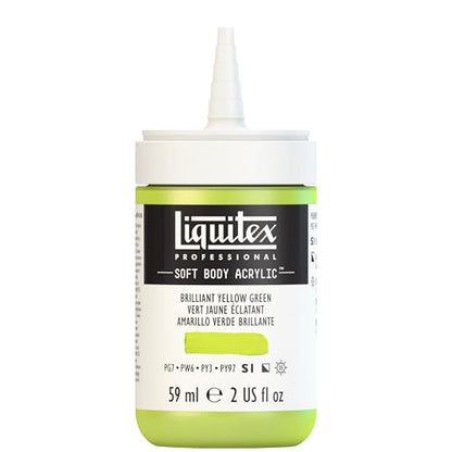 Liquitex Soft Body Acrylic Paint, 2-oz Bottle, Brilliant Yellow Green | Low Viscosity, Highly Pigmented, Satin Finish, Retains Subtle Brush Strokes, Great Surface Coverage, Highly Versatile - color: Brilliant Yellow Green, style: 2-oz Bottle