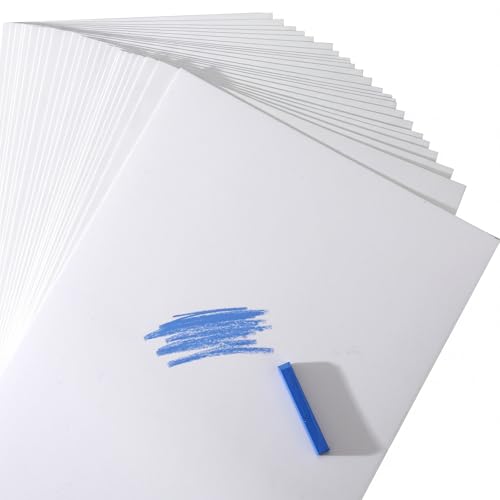Fuyoooo 24 Sheet Sanded Pastel Paper for Artists 500 Grit Sanded Paper for Art Dry Painting Oil Pastel (9 x 12 Inch,White) - color: White