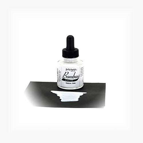 Dr. Ph. Martin's Bombay India Ink (8BY) Ink Bottle, 1.0 oz, White, 1 Bottle
