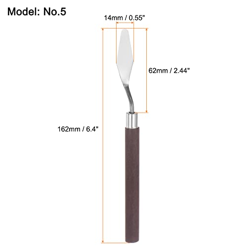 HARFINGTON 2pcs No.5 Palette Knives 14mm Width Stainless Steel Small Pointy Spatula Painting Pallet Knife with Wood Handle for Oil Acrylic Canvas Mixing Spreading, Red - size: 14mm