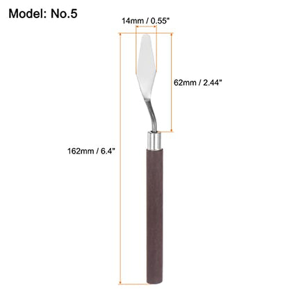 HARFINGTON 2pcs No.5 Palette Knives 14mm Width Stainless Steel Small Pointy Spatula Painting Pallet Knife with Wood Handle for Oil Acrylic Canvas Mixing Spreading, Red - size: 14mm
