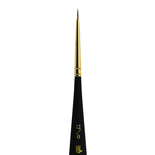 Princeton Mini-Detailer Round Brush, Synthetic, Short Handle, Size 12/0 inch, 1 Count - color: Black, size: 12/0