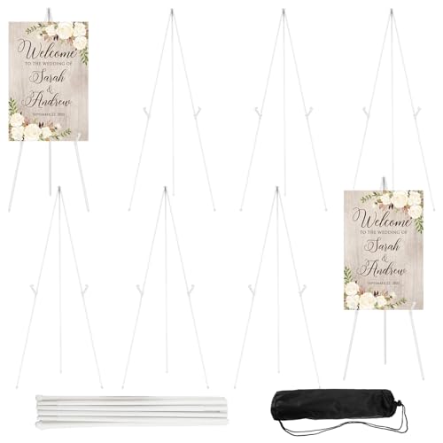JEAWIWI 8 Pcs Lightweight Easel Stand, 66 Inch, White, with Portable Bags - color: White, size: 8 PCS