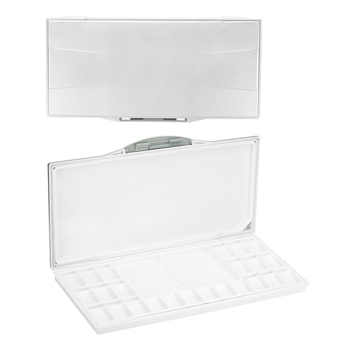 PATIKIL 24 Wells Paint Storage Box, Airtight Folding Detachable with 3 Extra Area Painting Palette for Watercolor Gouache Acrylic Oil Paint, Silver - color: Silver