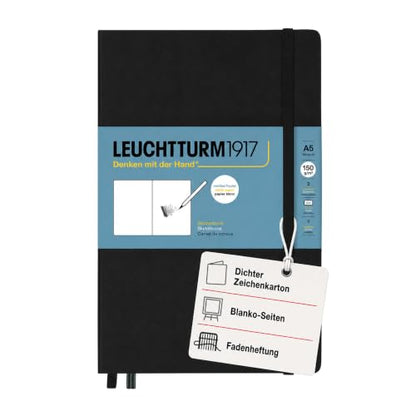 Leuchtturm1917 - Medium A5 Hardcover Sketchbook (Black) - 112 Pages of 150g/m² Paper - color: Black, size: Medium (A5)