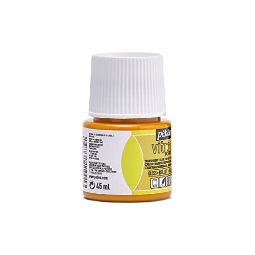 Pebeo Vitrea 160, Glossy Glass Paint, 45 ml Bottle - Sun Yellow - color: Sun Yellow