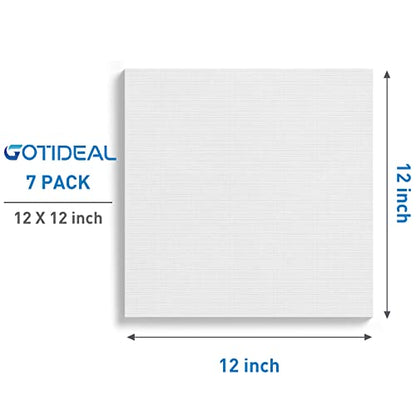 GOTIDEAL Stretched Canvases for Painting, 12x12 Inch Set of 7, Primed White - color: White, size: 12"x12"