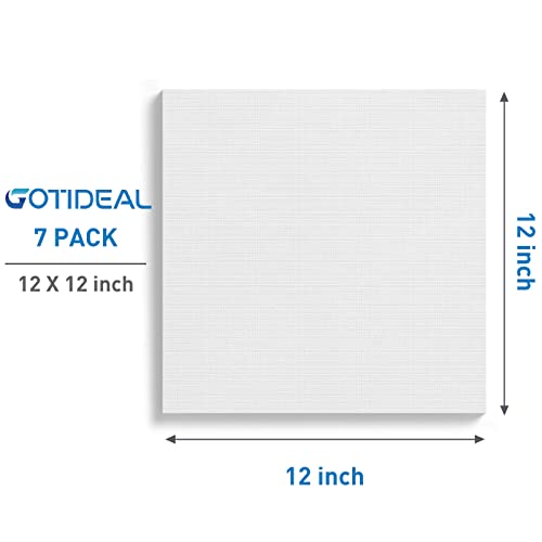 GOTIDEAL Stretched Canvases for Painting, 12x12 Inch Set of 7, Primed White - color: White, size: 12"x12"