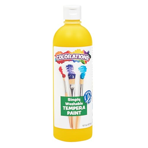 Colorations-WSTYE Washable Tempera Paint, 16 fl oz, Yellow, Non Toxic, Vibrant, Bold, Kids Paint, Craft, Hobby, Fun, Art Supplies - color: Yellow