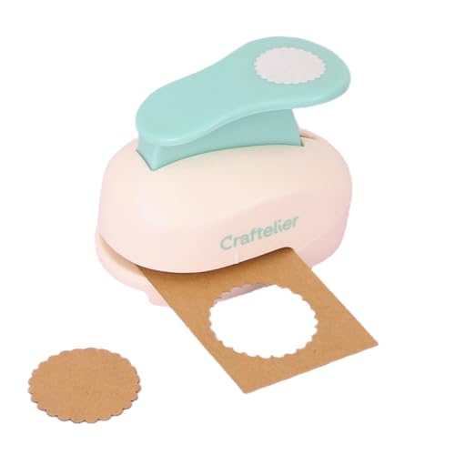 Craftelier - Scalloped Circle Punch 1.5" (3.81 cm) Diameter | Hole puncher, scrapbooking and crafts projects, lever punch, for paper and cardstock, size 3.54 x 2.75 x 2.16 in - size: Pack of 1: 1.5" Diameter