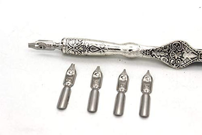 Gullor Calligraphy Pens Set - Dip Pen Handcrafted Calligraphy Set with 18 Nibs, Silver - color: silver