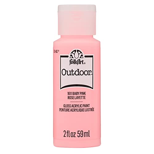FolkArt Outdoor Acrylic Paint in Assorted Colors (2-Ounce), 1611 Baby Pink - color: Baby Pink, size: 2 Fl Oz (Pack of 1)