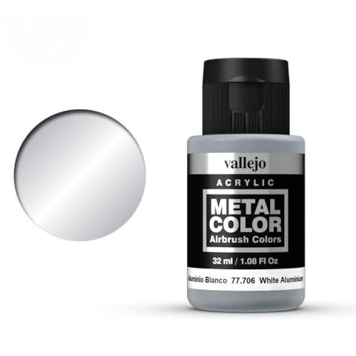 Vallejo - Metal Color | White Aluminium 32 ml (1.08 fl.oz.) | Faithfully Reproduce Different Metallic Finishes - style: White Aluminium 32 ml (1.08 fl.oz.)