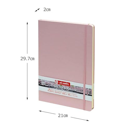 Talens Art Creation Sketchbook, Pastel Pink, 80 Sheets, 8.3 x 11.7 in | Hard-Bound Pocket Notebook, 140 GSM/94 lbs Paper, Acid-Free Cream Blank Paper, Ribbon Bookmark, and Elastic Closure - color: pastel pink, size: 21×30cm