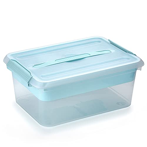 BTSKY Stack & Carry Box, Clear Plastic Storage Container Stackable Home Utility Box with Removable Tray Multi-Purpose Storage Bin for Organizing Stationery, Sewing, Art Craft Supplies(Blue) | Stackable Home Utility Box Multi-Purpose Storage Bin for Organi
