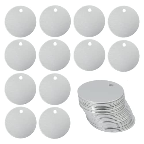 Round Aluminum Blank Tags Stamping Blanks Engraving Blanks 25 Pack (Siver) - color: Siver