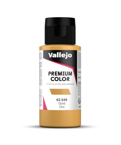 Vallejo - Premium Color RC Gold 2.02 Fl.Oz. (60 ml) for Airbrushing, Acrylic-Polyurethane Hybrid Resin of Great Resistance Paint for Model and Hobby Use - style: Gold