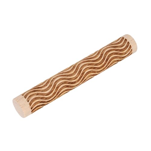 HARFINGTON Wood Clay Roller 4" Curved Lines Pattern Rolling Pins Wood Rollers Pottery Tools Wood Grain Texture Rollers for Clay Baking Dough Playdough DIY - style: Curved Lines