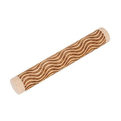 HARFINGTON Wood Clay Roller 4" Curved Lines Pattern Rolling Pins Wood Rollers Pottery Tools Wood Grain Texture Rollers for Clay Baking Dough Playdough DIY - style: Curved Lines