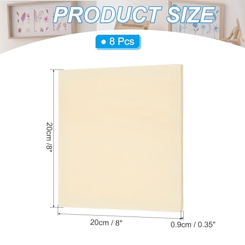PATIKIL 8 x 8 Inch Wood Canvas Panels, 8pcs Unfinished Wooden Frame Square Art Board for Crafts Oil Paint Pouring Acrylics Painting DIY - size: 8 x 8 Inch