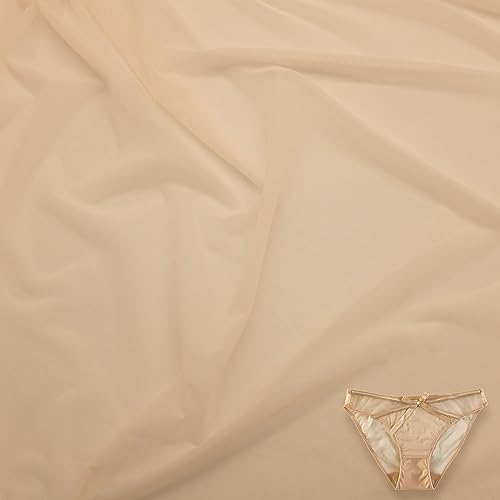 Power Mesh Fabric Superfine Stretch Net 5 Yards Long 60" Wide (Light Nude) - color: Light Nude, size: 5 Yards