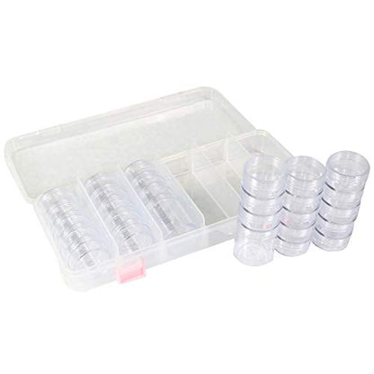 Everything Mary 28-Jar Bead Storage Organizer – Large Clear Case for Diamond Painting, Jewelry & Craft Beads – Durable Plastic Box with Screw-Top Jars for Diamond Art & Small Supplies