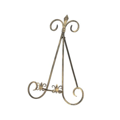 Deco 79 Metal Scroll Display Easel Tabletop Easel with Foldable Stand, Display Stand 11" x 10" x 14", Gold