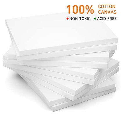 Stretched Canvas, 8x10 Inch Set of 10, Primed White | 100% Cotton Artist Canvas Boards for Painting, Acrylic Pouring, Oil Paint Dry & Wet Art Media - color: White, size: 8"x10"