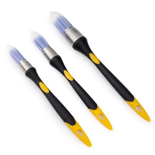 Mister Rui Round Trim Brush Set, 3 Pcs Paint Brushes for Trim, Tight Space | Corner Paint Brush, Small Crevice Paint Brush Edger for Touch up, Detail Work, Window Trim, Door-5/8”, 3/4” and 1” - size: 3PCS, 0.6", 0.75", 1"