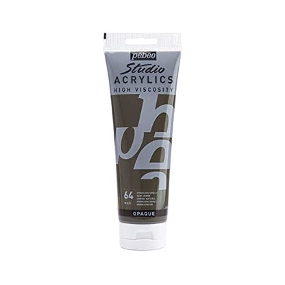 Pebeo Studio Acrylics High Viscosity, Fine Acrylic, 250 ml - Raw Umber - color: Raw Umber, size: 8.45 Fl Oz (Pack of 1)