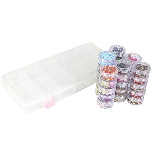Everything Mary 28-Jar Bead Storage Organizer – Large Clear Case for Diamond Painting, Jewelry & Craft Beads – Durable Plastic Box with Screw-Top Jars for Diamond Art & Small Supplies