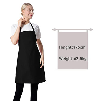 15 PCS Black Bulk Aprons for Women Men Unisex Adult with 2 Pockets, Chef Kitchen Server Grill Restaurant Cooking Baking Painting Bib Apron (Black-24 x28) - color: Black