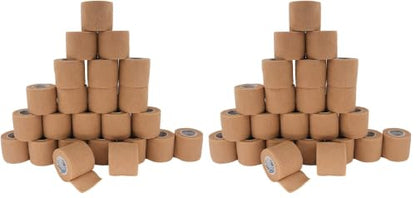 Self Adherent Cohesive Bandages Wrap 24 Count 2" x 5 Yards, Medical Tape, Adhesive Flexible Breathable First Aid Non Woven Rolls, Stretch Athletic, Ankle Sprains & Swelling, Sports (Pack of 2) - color: Beige, size: 24 Count (Pack of 2)