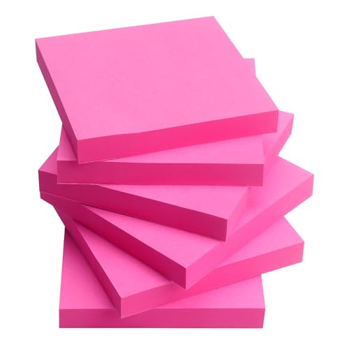 OSBOO Sticky Notes 3x3 with Bright Colors, 6 Pads 100 Sheets/Pad (Rose Red) | Bright Rose Red Self-Stick Notes Pads, 600 Sheets Total, Easy to Stick and Remove, Perfect for Office, School and Home - color: Red