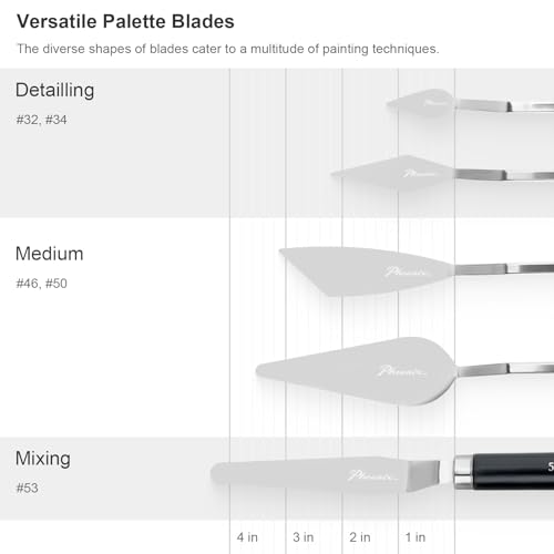 PHOENIX Flexible Palette Knife Set - 5 Pieces Stainless Steel Painting Knives with Gift Box, Art Knife with Wood Handle, Paint Spatula for Oil Acrylic Paint