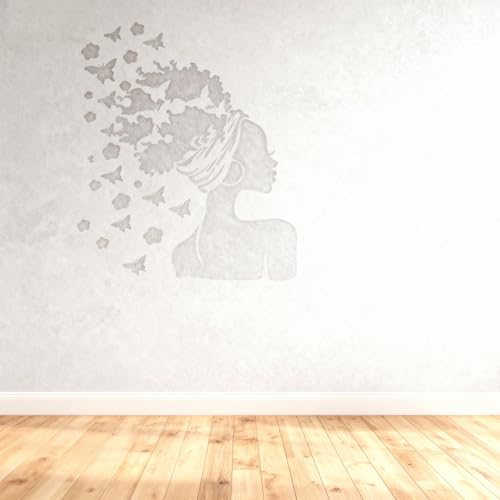TIAMECH A4 Reusable Butterflies Hairstyle Girl Stencil for Painting | Fashion Earring Lady Layering Template, DIY Wall Art, Wood Furniture, Scrapbook & Crafts (8.3x11.7inch) - style: Butterflies Hairstyle Girl