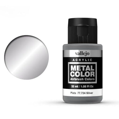 Vallejo - Metal Color | Silver 32 ml (1.08 fl.oz.) | Faithfully Reproduce Different Metallic Finishes - style: Silver 32 ml (1.08 fl.oz.)