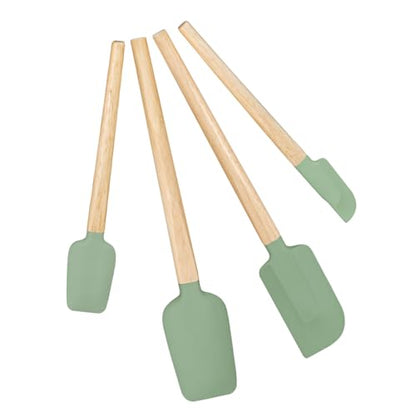 Silicone Spatula Set, Food Grade Rubber Spatula-4 Piece Nonstick Rubber Spatulas, Spoonula, Jar Scraper for Cooking, Baking, Mixing, Frosting - Heat Resistant Up to 600°F (4 Pcs Spatula Green) - color: Green