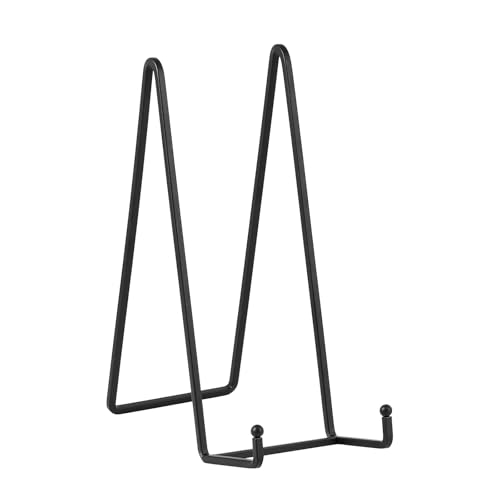 Large Plate Holder Display Stand - 10 inch Tall Plate Stands for Display - Metal Picture Frame Stand - Big Tabletop Easel Stand for Decorative Plates | Platter | Book | Plaque | Tile - 2 Pack - Black - size: 10 inch (2 pack)