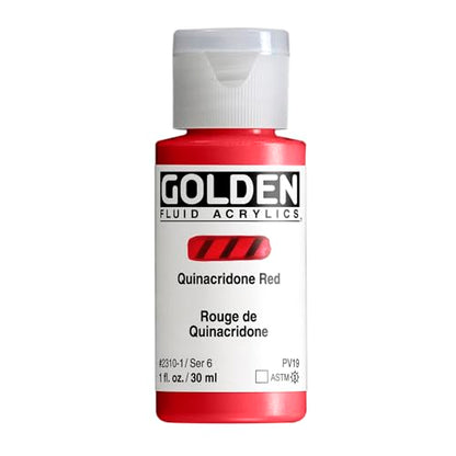GOLDEN Fluid Acrylics, Quinacridone Red, 1 fl. oz. Bottle