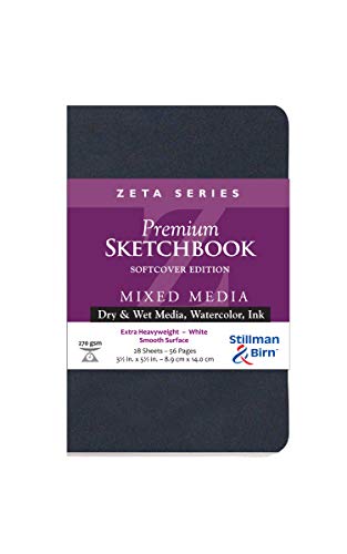 Stillman & Birn Zeta Series Softcover Sketchbook, 3.5" x 5.5", 270 gsm (Extra Heavyweight), White Paper, Smooth Surface - size: 3.5" x 5.5" 270 gsm (Extra Heavyweight)