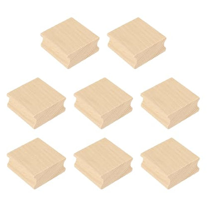 PATIKIL 45x45mm Wooden Stamp Block, 8 Pcs Blank Rubber Stamp Mounts Wooden Rubber Beech Hard Wood Blocks for Making DIY Crafting, Wood Color - size: 45x45mm