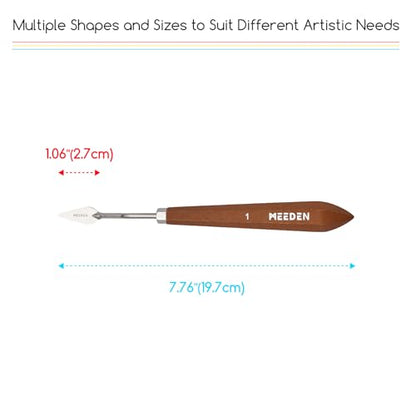 MEEDEN Artist Palette Painting Knife: 7.76" Flexible Stainless Steel Art Pallet Scraper Knife with Wood Handle for Oil, Acrylic, Color Mixing, #1 - style: #1