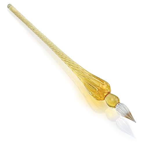 Jacques Herbin - Ref 21453T - Traditional Glass Quill Pen with Gift Box - Sand Colour - 18cm Long, Suitable for Fountain Pen Ink, Handmade, Twisted Glass Threads - color: Sand
