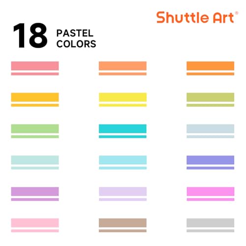 Shuttle Art Pastel Highlighters, 18 Colours Dual Tip Highlighters, Highlighter Markers Assorted Colours, Perfect for Colouring, Underlining, Highlighting, Journaling in School Office Home - color: 18 Colours