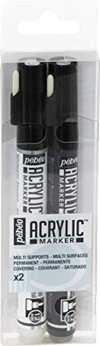 PEBEO Acrylic Set of 2 Markers, 1.2 mm, Black, White - color: Black & White