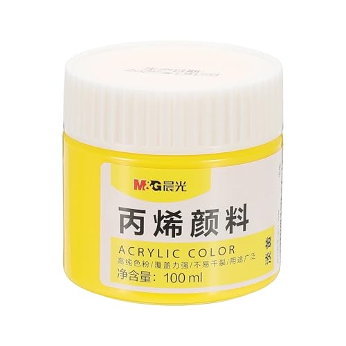 PATIKIL M&G Acrylic Paint, 3.38 Fl Oz(100ml) Matte Finish Rich Pigments Waterproof Art Painting Supplies for Fabric Canvas Wood Leather Stone Cloth, Light Yellow - color: Light Yellow