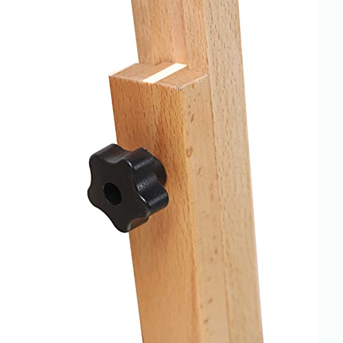 H-Frame Easel 56" to 91"H, Solid Beech Wood Easel, Studio Easel for Painting Canvas, Artist Easel with Large Storage Tray, Solid Beech Wood Artist Easel Adjustable with Wheels