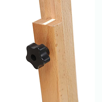 H-Frame Easel 56" to 91"H, Solid Beech Wood Easel, Studio Easel for Painting Canvas, Artist Easel with Large Storage Tray, Solid Beech Wood Artist Easel Adjustable with Wheels